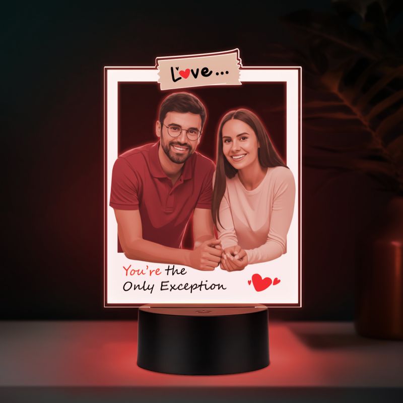 Personalized Photo LED Night Lamp with Love Quote 7 Color Changing Light with Black Base Valentines Day Gift for Husband Wife, Girlfriend Boyfriend